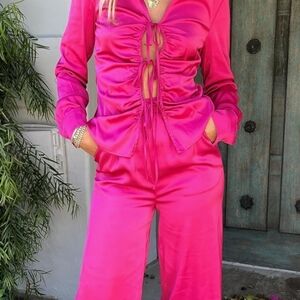 The Drop Women's Hot Pink Romantic Tie-Front Blouse @Karsenkimball NWT